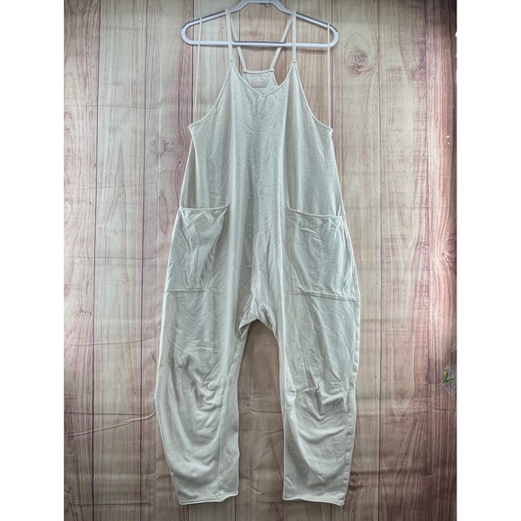 Free Movement Oversized Jumpsuit Romper Oatmeal Harem Cropped Yoga Loungewear S - Picture 2 of 7